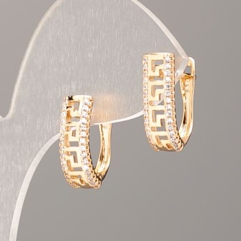 Обици Xuping позлатяване 18K с бели кристали, диаметър 17×6 мм