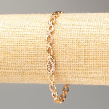 Браслет Xuping позлатен 18К, дължина 19 см, дебелина 5 мм ± с бели кристали