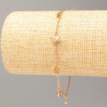 Елегантна гривна Xuping със златно покритие 18K, дължина 17–20 см, дебелина около 2 мм, с кристали