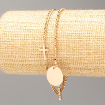 Гривна Xuping позлатена «Кръст» 18К, дължина 18–22 см, дебелина 2 мм +/-