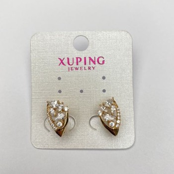 Овеци Xuping позлатени 18K с бели кристали, диаметър 16×9 мм
