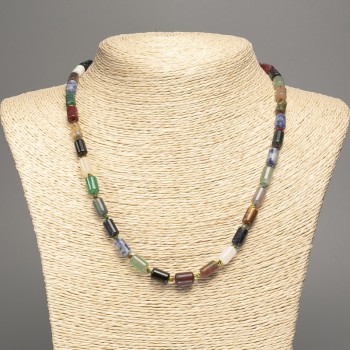 Намисто Асортимент от естествени камъни, гладък цилиндър, диаметър 10x6 мм +-, дължина 48 см +