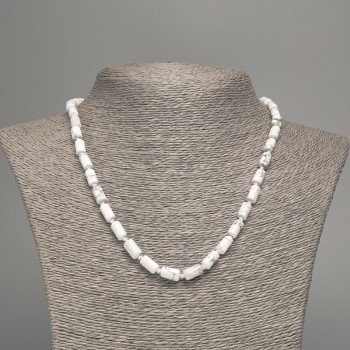 Колие от кахолонг, естествен камък, гладък цилиндър, диаметър 10×6 мм +-, дължина 49 см +