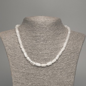 Огърлица от планински кристал, естествен камък, гладък цилиндър, диаметър 10×6 мм ±, дължина 48 см ±