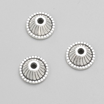 Фурнитура: накрайник за украшения, метален цвят - сребърен, диаметър 10×5 мм (±), фасовка: 20 г; 30 бр. (±)