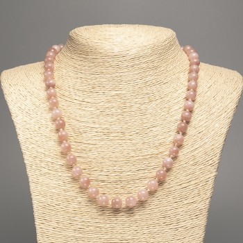 Колие «Селенит» с гладка мъниста, диаметър 8 мм ±, дължина около 50 см ± от бял нефрит (синтетично боядисан)