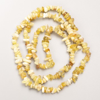 Мъниста от жълта бирюза, естествен камък, късчета на конец, диаметър 7×3 мм, дължина 80 см