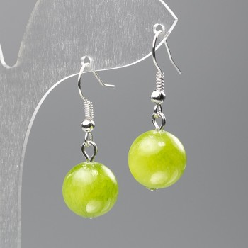 Обици «Оникс» от изкуствен акрил, гладка мъниста, диаметър 12,5 мм, дължина 3,5 см