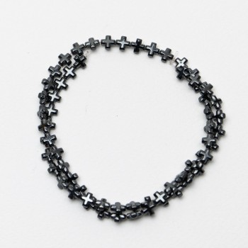 Хематитови мъниста с форма на кръст, диаметър 6×6×3 мм, дължина около 39 см ± на конец