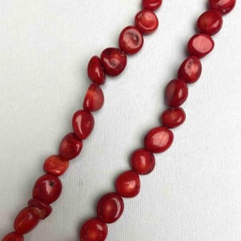 Естествен корал, овал на конец, диаметър 11-13×11-12 мм+-, дължина 40 см+-