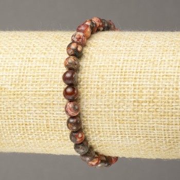 Браслет на еластична резинка от океанска яшма, гладка мъниста, диаметър 6 мм+