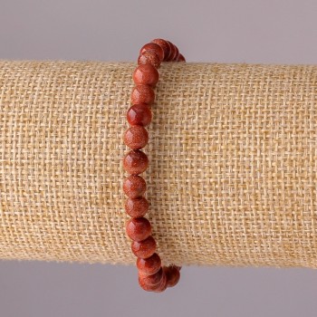 Гривна от авантюрин «Златен пясък» на еластична основа, с гладко топче, диаметър 6 мм, обиколка 18 см