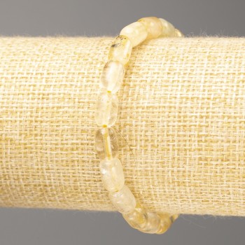 Гривна от естествен камък цитрин барел, диаметър 9x6 мм, дължина 18 см (еластична основа)