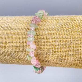 Браслет от кварцов камък – естествени камъни, кварцови чипсове, диаметър 7×3 мм ±, дължина 18 см (еластичен)