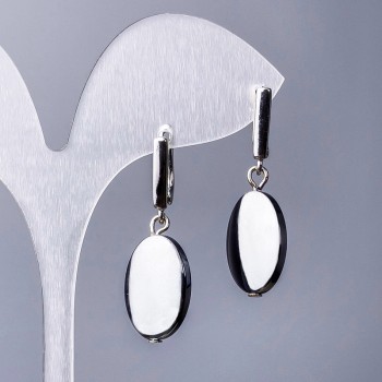 Обеци от хематит, овални, диаметър 13×18 мм, дължина 40 мм