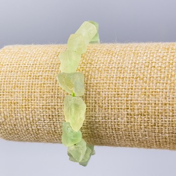 Браслет нефрит необработен естествен камък фасетиран, диаметър 10x13 мм, дължина 18 см (еластичен)