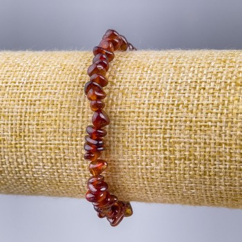 Гривна от гранат гесонит, естествени камъчета гесонит, диаметър 6×3 мм, дължина 18 см (еластична)