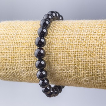 Браслет гранат, естествен камък, гладък мънист с диаметър 8 мм, дължина 18 см (еластична основа)