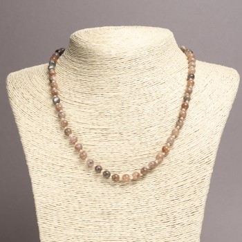 Колие от естествен селенит, мъниста с гладка повърхност, диаметър 6 мм, дължина 45 см