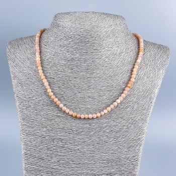 Намисто от естествен камък селенит – гладка топка, диаметър 4,5 мм, дължина 48 см +