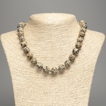 Огърлица далматинова яшма (изкуствен акрил) гладка мъниста, диаметър 12,5 мм, дължина около 48 см