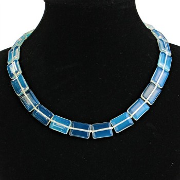 Намисто от лунен камък правоъгълник 15x20 мм, дължина 46 см