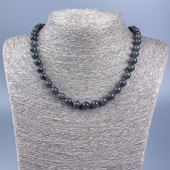 Огърлица от естествен камък лабрадорит, гладко топче, диаметър 8 мм +/-, дължина 46 см +