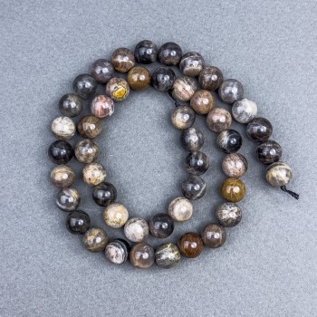 Мъниста от слънчев камък, естествени, гладка топка, диаметър 8,5 мм ±, на конец, дължина 39 см ±