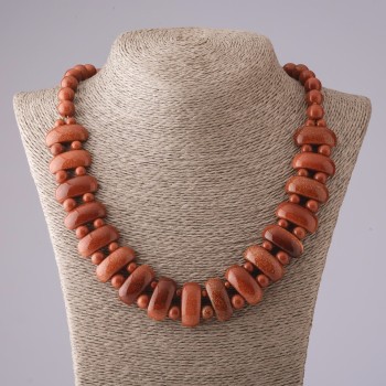 Огърлица „Клеопатра“ от авантюрин „златист пясък“ верига 12×25 мм и топче 10 мм, дължина 50 см