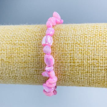 Браслет от фиалков перламутър, галтови мъниста, диаметър 8×6 мм, дължина 18 см (еластична основа)