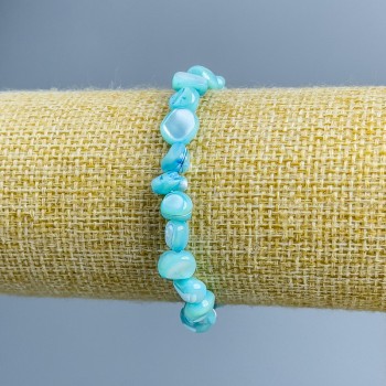 Браслет от син перламутър, фасетирани мъниста, диаметър 8×6 мм ±, дължина 18 см (еластична основа)