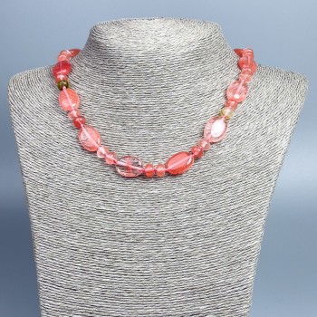 Мънистено колие от халцедон, естествен камък, овални мъниста, диаметър 18×12 мм, рондели 8×5 мм, дължина 46 см