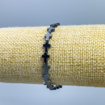 Гематитова гривна „Кръст“, диаметър 8×6 мм, дължина 18 см (еластична)