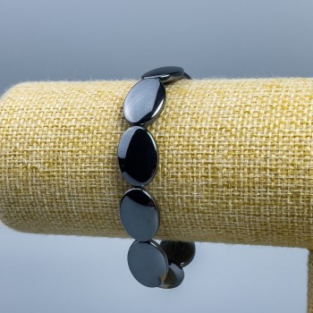 Браслет от хематит овален, диаметър 18×13×5 мм, дължина 18 см (еластичен)