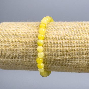 Браслет от рутилиран кварц Волосатик, гладко топче, диаметър 6,5 мм, дължина 18 см (еластичен)