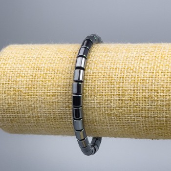 Браслет от хематит цилиндър 6×6 мм, дължина 18 см (еластичен)