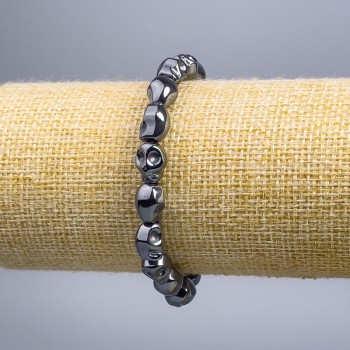 Гривна от хематит със «Череп», диаметър 8х10х7, 5 мм ±, дължина 18 см (еластична)