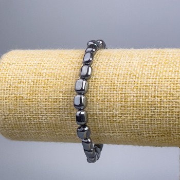 Браслет хематит барило, диаметър 8×7×5 мм+-, дължина 18 см (еластична основа)