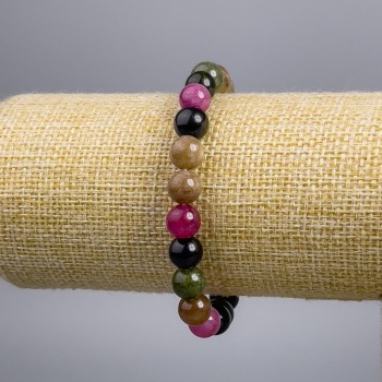 Гривна от изкуствен турмалин (изкуствен) с гладко мънисто, диаметър около 8 мм, дължина 18 см стрейч-основа