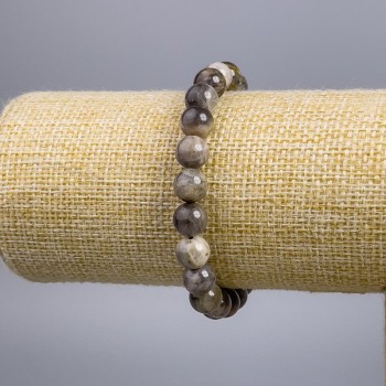 Браслет със слънчев камък, гладка мъниста, диаметър около 8 мм, дължина 18 см, еластична основа