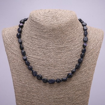 Колие от авантюрин «Син пясък» нощта на Каир огранка 8×10 мм (±), дължина 45 см