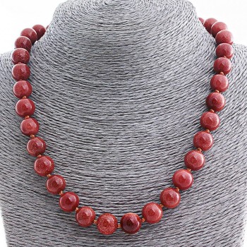 Огърлица от авантюрин (синтетичен) «Златен пясък» – мънисти 12 мм, дължина 50 см+