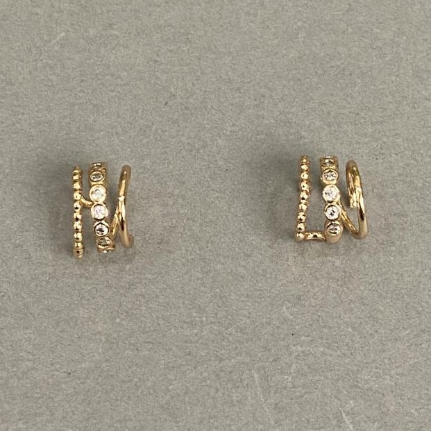 Тройно каф Xuping позлатяване 18K бели кристали 10×8 мм +