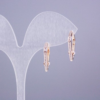 Сережки Xuping позлата 18K с бели кристали 19×15 мм+