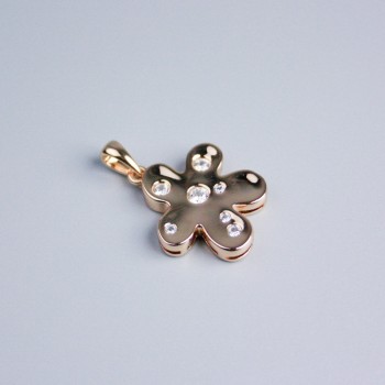 Кулон Xuping позлатяване 18K Цвете с бели кристали, диаметър 19×18 мм+