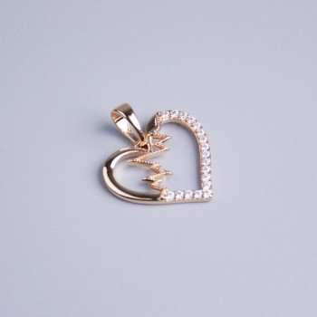 Кулон Xuping позлатяване 18К Сърце с бели стрази, диаметър 13×18 мм+