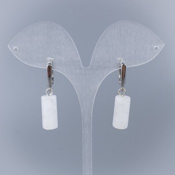 Обеци от планински кристал цилиндрични, диаметър 17×8 мм ±, английска закопчалка, дължина 35 мм+