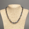 Огърлица от опаловото стъкло със сиво-син оттенък, фасетирани мъниста, диаметър 8×10 мм, дължина около 50 см