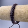 Браслет, дължина 18–25 см, дебелина 10 мм, еко кожа, кафяв цвят, с пристягане