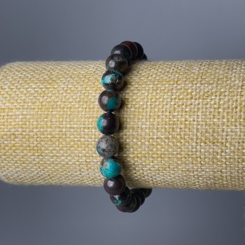 Гривна от хризокола, естествен камък, гладко топче, диаметър около 8,5 мм, дължина 18 см (еластична)